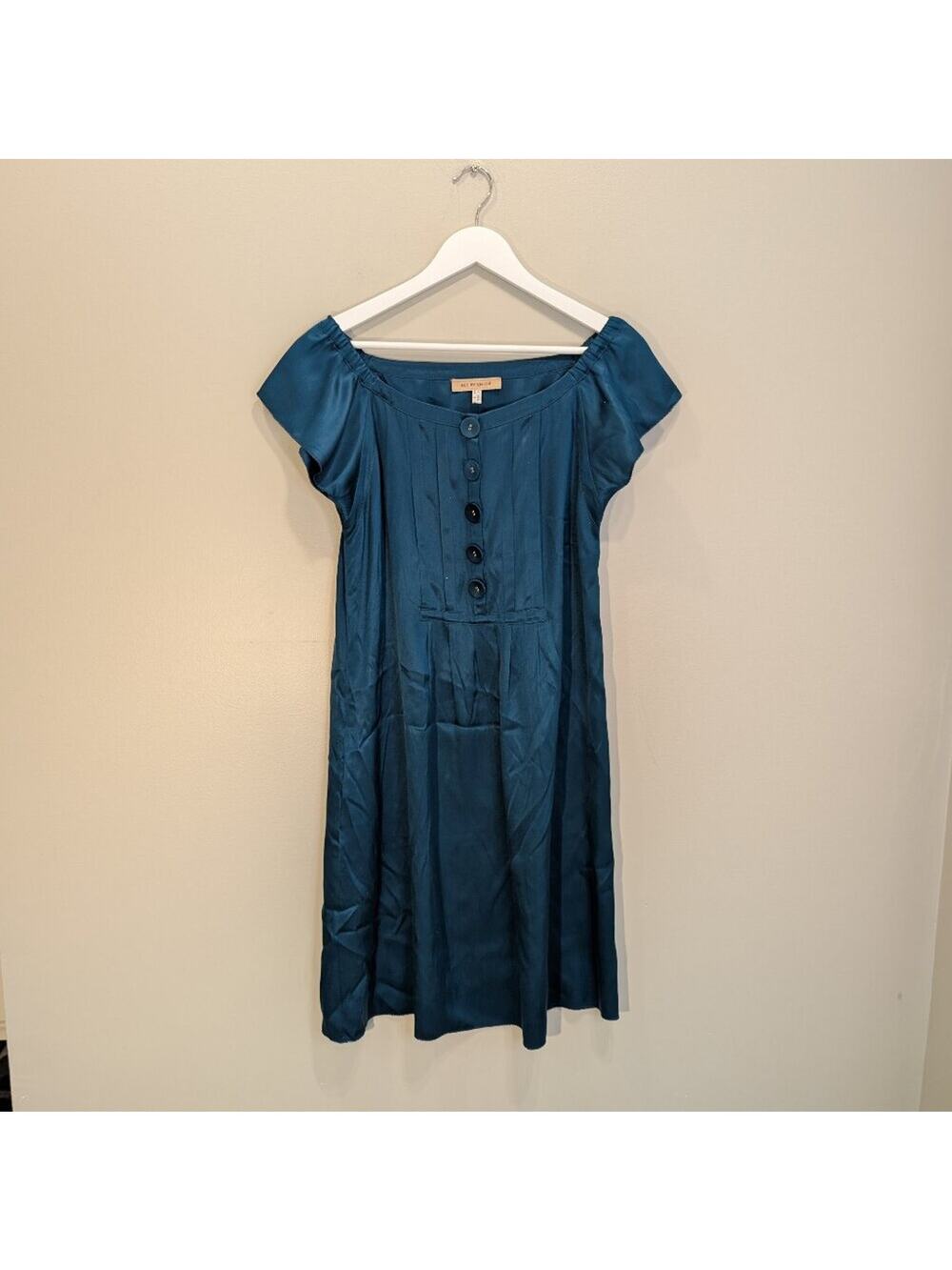 See by Chloe Silk Midi Dress Green Teal Holiday Party NYE Festive Glam - Size 8